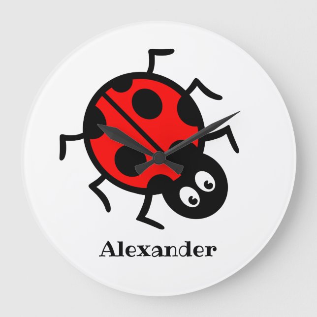 Personalised Ladybird Pattern Wall Clock (Front)