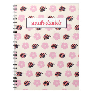 Personalised Ladybug and flower Pattern Notebook