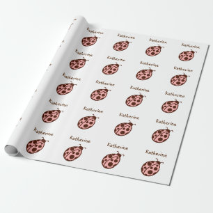 Personalised Ladybug Birthday Party Wrapping Paper