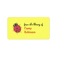 Personalised ladybug bookplate - yellow