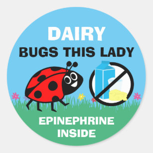 Personalised Ladybug Dairy Allergy Alert Classic Round Sticker
