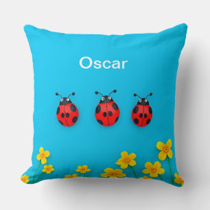 🐞 Personalised Ladybug Garden Name Decor For Kids Cushion