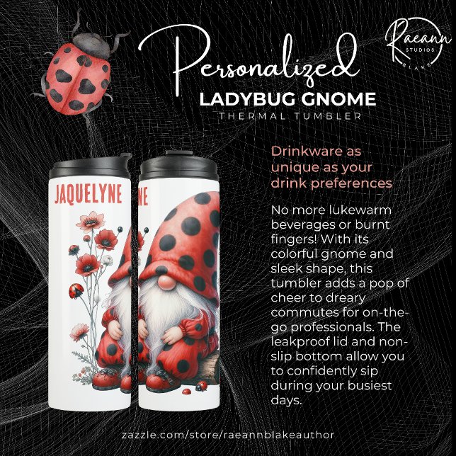Personalised Ladybug Gnome Thermal Tumbler (Creator Uploaded)