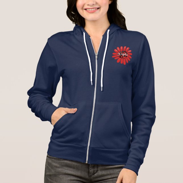 Personalised Ladybug Hoodie, Cute Custom Monogram Hoodie (Front)