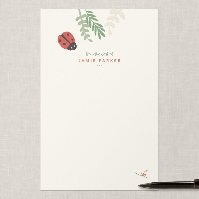 Personalised Ladybug Kids Writing Paper (Ladybird Meadow - Half-Letter Ladybug Personalized Writing Paper)