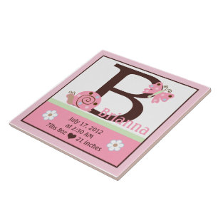 Personalised Ladybug Lullaby 2 Birth Info Tile