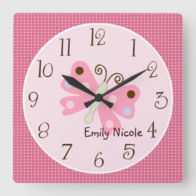 Personalised Ladybug Lullaby/Butterfly Clock (Front)