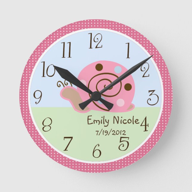 Personalised Ladybug Lullaby/Snail Nursery Clock (Front)
