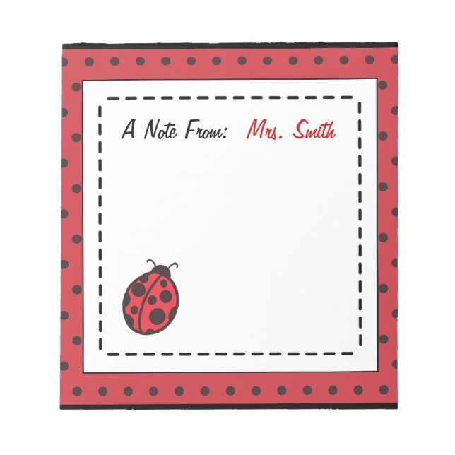 Personalised Ladybug Notepad (Front)