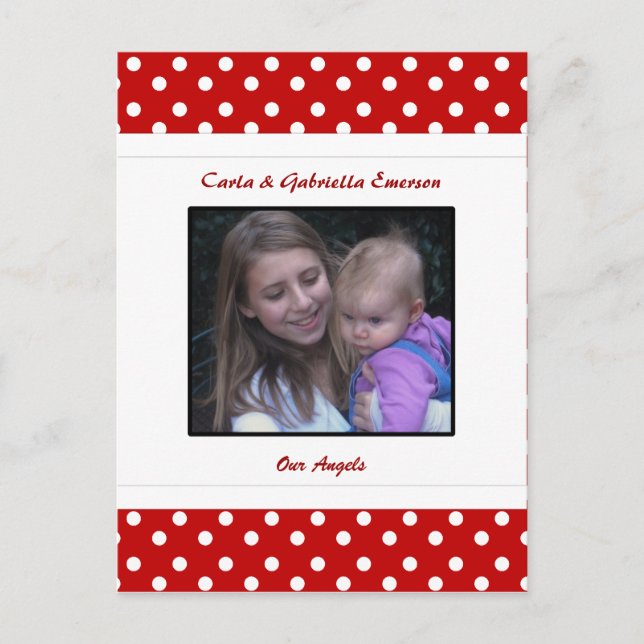 Personalised Ladybug & Polka Dot  Postcard (Front)
