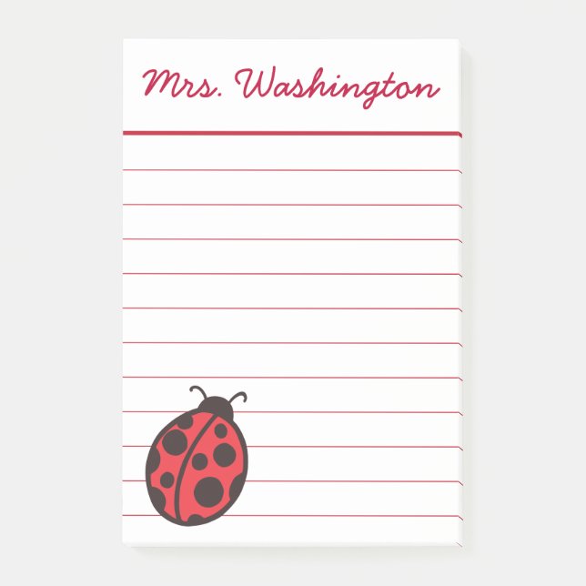 Personalised Ladybug Post It Notes Gift (Front)