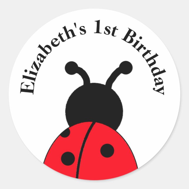 Personalised Ladybug Stickers with name and year (Front)