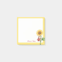 Personalised Ladybug Sunflower Sticky Notes