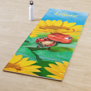 Personalised ladybug sunflowers yoga mat