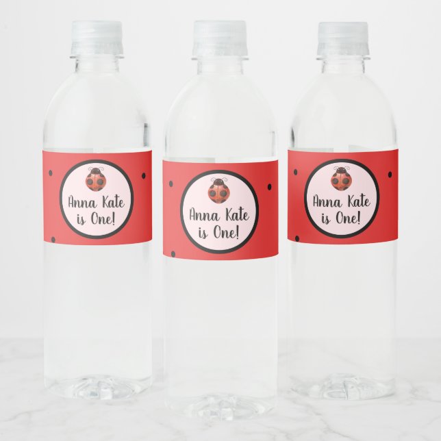 Personalised Ladybug Water Bottle Labels (Bottles)