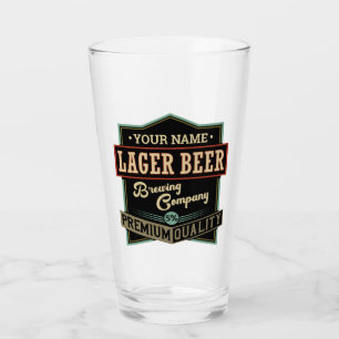 Personalised Lager Beer Brewing Co Label Bar Pub   Glass