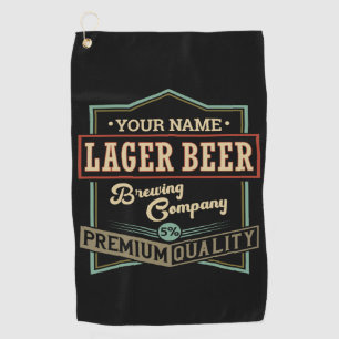 Personalised Lager Beer Brewing Co Label Bar Pub Golf Towel