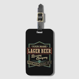 Personalised Lager Beer Brewing Co Label Bar Pub Luggage Tag