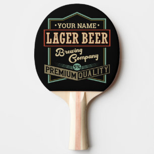 Personalised Lager Beer Brewing Co Label Bar Pub  Ping Pong Paddle
