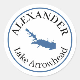 Personalised Lake Arrowhead   Classic Round Sticker