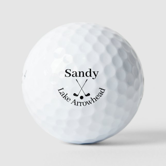 Personalised Lake Arrowhead Map Golf balls (Front)