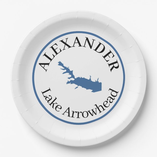 Personalised Lake Arrowhead  Paper Plate (Front)