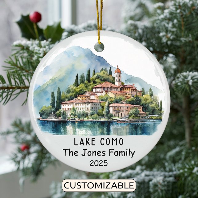 Personalised Lake Como Ornament, Italy Ceramic Tree Decoration (Creator Uploaded)