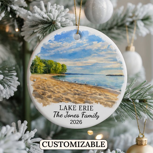 Personalised Lake Erie, Custom Pennsylvania Ceramic Tree Decoration (Creator Uploaded)
