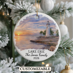Personalised Lake Erie, Custom Pennsylvania Ceramic Tree Decoration