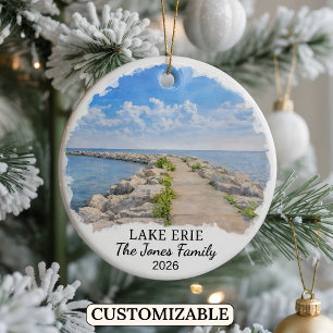 Personalised Lake Erie, Custom Pennsylvania Ceramic Tree Decoration