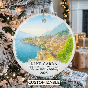 Personalised Lake Garda Ornament, Italy Ceramic Tree Decoration