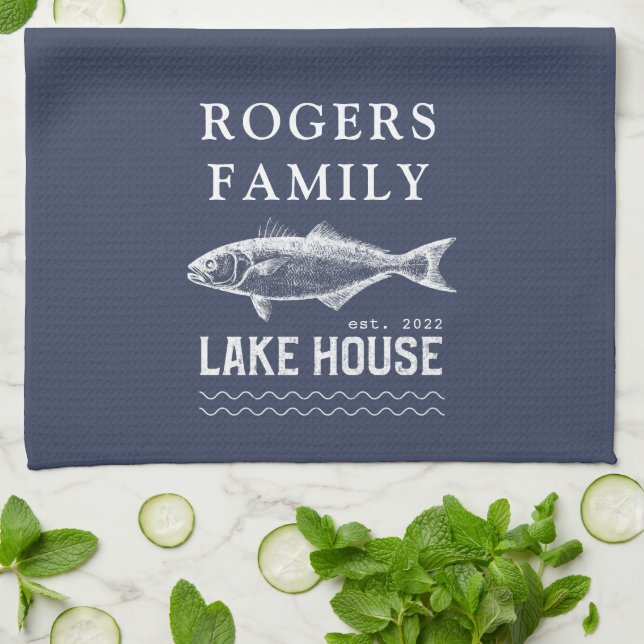 Personalised Lake House Cabin Tea Towel (Folded)