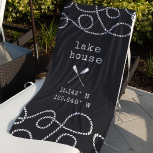 Personalised Lake House Coordinates Beach Towel