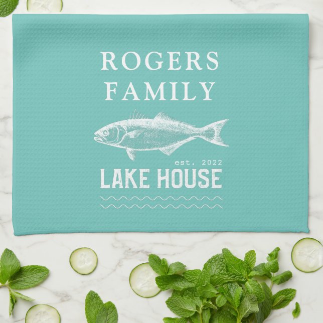 Personalised Lake House Tea Towel (Folded)