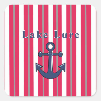 Personalised Lake or Beach Red White  Square Sticker