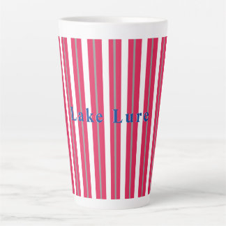 Personalised Lake or Beach Red White Striped  Coff Latte Mug