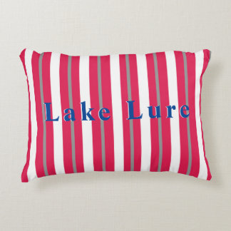 Personalised Lake or Beach Red White Striped  Decorative Cushion