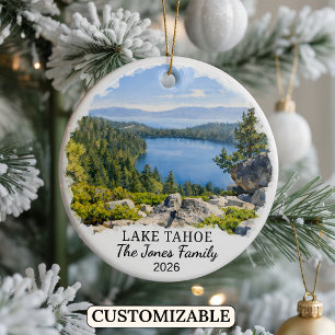 Personalised Lake Tahoe Ornament, Custom Nevada Ceramic Tree Decoration