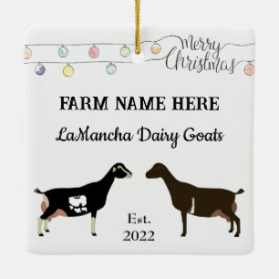 Personalised LaMancha Dairy Goat White Christmas Ceramic Ornament