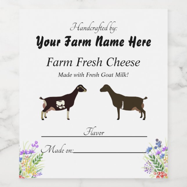 Personalised LaMancha Goat Cheese Label (Single Label)