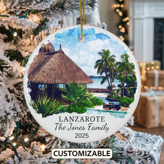 Personalised Lanzarote Ornament, Spain Ceramic Tree Decoration (Creator Uploaded)