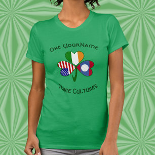 Personalised Laos Ireland USA Shamrock Women’s T-Shirt