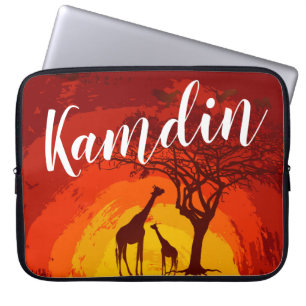 Personalised Laptop Case African Safari Giraffe Su