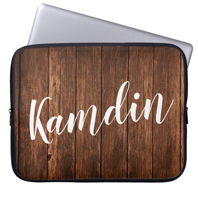 Personalised Laptop Case Barn Wood Country Rustic (Front)