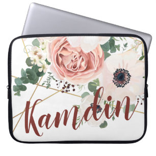 Personalised Laptop Case Geometric Garden Rose