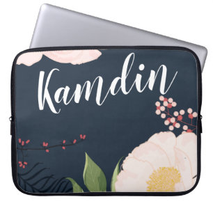 Personalised Laptop Case White Floral Flowers on D