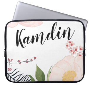 Personalised Laptop Case White Floral Flowers on W