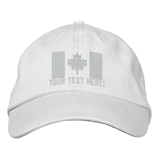 Personalised Large Canadian Flag Embroidery Embroidered Hat (Front)