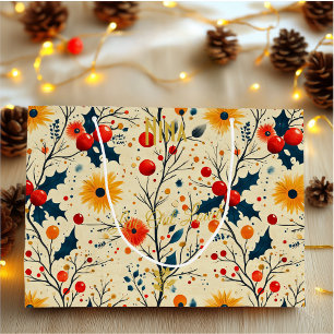 Personalised Large Gift Bag with Festive Beige