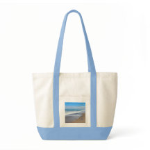 Personalised large tote bag with beach wave scene